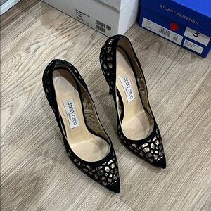 Jimmy Choo Black and Gold Heels